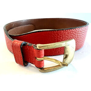 VIntage DB Dooney & Bourke Red Leather Belt w/ Brass Buckle M/I USA Sz 30